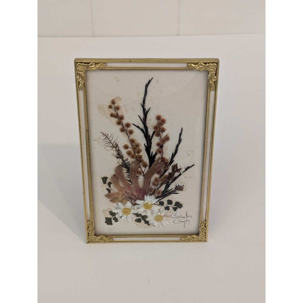 Vtg Framed Floral Dried Flower Picture Art Wall Hanging Signed Stella Turner - Picture 2 of 16